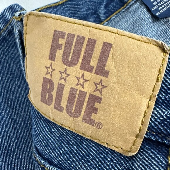 Full Blue Mens Jeans 36X32 100% Cotton Denim Classic Straight Leg Dark Wash - Picture 5 of 5